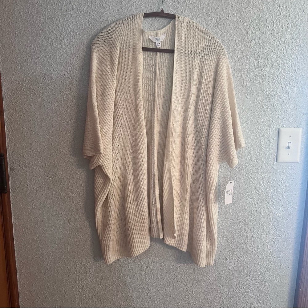 Time and Tru Beige Open-Front Women's Cardigan